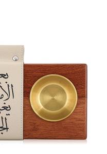 Brûleur d'encens en bois de luxe avec coupelle en laiton et couvercle à calligraphie arabe, porte-encens Oud, décoration islamique - Product Image 5