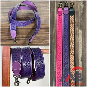 Luxury Personalized New Tooled Cow Leather <b>Straps</b> Camera <b>Bag</b> <b>Strap</b> Unisex High Quality Purple Genuine Leather <b>Replacement</b> Belt - Product Image 1