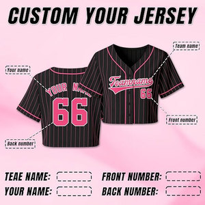 Black Women's Cropped Baseball Jersey Custom Team Name Number V Neck Crop Shirt for Softball Teams Players Fans and <b>Coaches</b> - Product Image 2