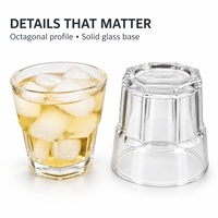 Verres à boire octogonaux en verre trempé transparent en gros, 100, 150, 200, 250 ml, avec logo personnalisé pour hôtels et restaurants
