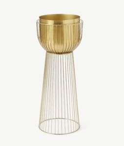 Jardinière décorative finition dorée avec support, pour intérieur et extérieur, décoration de jardin, jardinière en métal de luxe avec support en fil de fer - Product Image 2