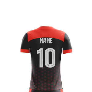 Maillots de football personnalisés pour équipes, 100 % polyester, imprimés par transfert thermique, anti-humidité, respirants, col en V, manches courtes, taille élastique - Product Image 6