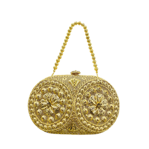 Exclusivo Bolso de Mano de Latón Chapado en Oro Antiguo con Acabado Perlado para Fiestas Nocturnas por HF CRAFTS - Product Image 6