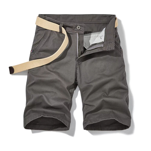 BLOODLINE Men's Cargo Shorts Solid Gray <b>Mid</b> Waist Quick Dry Bermuda Workwear Style with Multiple Pockets - Product Image 6