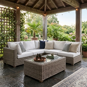 Saint Martinez <b>Tables</b> Mahogany Wood Kuboo Rattan <b>Grey</b> Weaving Standard Glass <b>Coffee</b> <b>Table</b> Premium Resort Patio Furniture Seating - Product Image 4