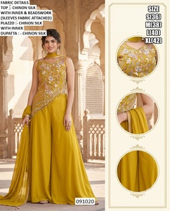 Mint <b>Green</b> Georgette Lehenga Choli With Beadwork Embroidered Top Flared Tiered Skirt Dupatta 091019 - Product Image 3