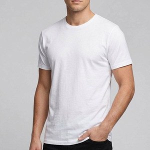 Men's Plain <b>White</b> Cotton <b>T</b>-<b>Shirt</b> Short Sleeve O-<b>Neck</b> Regular Fit Casual Jersey Knit Solid Color Blank Design - Product Image 5