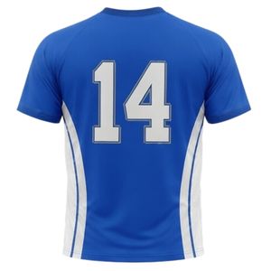 Camiseta de Netball Unisex Azul Rey y Blanca Sublimada, Poliéster Ligero, Cuello Redondo, Ropa Deportiva para Entrenamiento de Equipos - Product Image 2