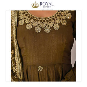 Ropa Tradicional India para Mujer, Traje de Boda, Último Diseño, Seda Vichitra con Bordado de Lentejuelas, Traje Anarkali en Venta - Product Image 2