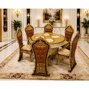 Exquisito Juego de Comedor de Madera Maciza Estilo Rococó con 6 Sillas, Muebles para el Hogar - Product Image 1