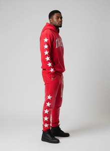 Ensemble sweat à capuche et pantalon de survêtement en coton épais délavé à l'acide, 2 pièces, uni, vintage, pour hommes - Product Image 3
