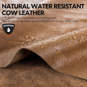 Gants de travail de sécurité en cuir de vachette imperméable de qualité supérieure, avec poignets droits et paume renforcée, pour la conduite - Product Image 3