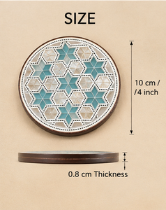 Ensemble de sous-verres en mosaïque faits à la main avec support décoratif, sous-verres géométriques incrustés pour la décoration de table à la maison - Product Image 2
