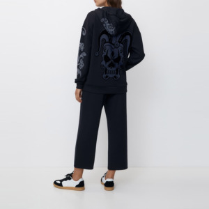 Ensemble de survêtement en velours imprimé 2 en 1 pour femmes grandes tailles, pantalon long à capuche, poches latérales, couleur unie, vêtements décontractés d'automne - Product Image 4