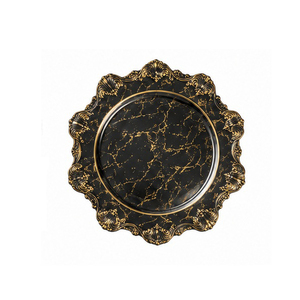 Assiette de service ronde en métal noir, texture martelée, design minimaliste, motif uni fait main, vaisselle et assiettes - Product Image 4