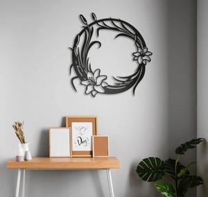 Modern Metal Floral Wall <b>Art</b> Circular Black Finish Handmade Decor for Home Decoration Medium 25-32 Inch - Product Image 4