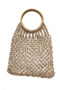 Bolso de mano bohemio de ganchillo con asa redonda, diseño hueco, parte superior abierta, informal, para playa, para mujer, a precio económico - Product Image 3