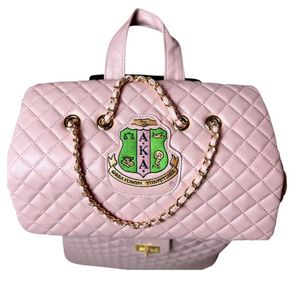 AKA Quilted Roller Bag Pink Travel Luggage Wheeled <b>Suitcase</b> Large Capacity Carry On Alpha Style Sorority Greek Apparel Bag - Product Image 3