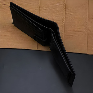 Bifold Coin Pocket <b>Black</b> Leather <b>Wallet</b> <b>Men</b> Internal Snap Strap Mesh ID Window Side Flip Cardslots Daily Classic Useful Standard - Product Image 6