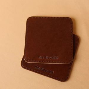 Leather 10cm Non-Slip <b>Coaster</b> Set Durable Drink Mats Custom Logo Heatproof <b>Table</b> Bulk Gift OEM Export Wholesale Handmade India - Product Image 2