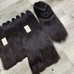 Vente en gros d'extensions de trame à la machine à double traction vietnamiennes brutes faisceaux de cheveux humains HD perruques à fermeture en dentelle - Product Image 3