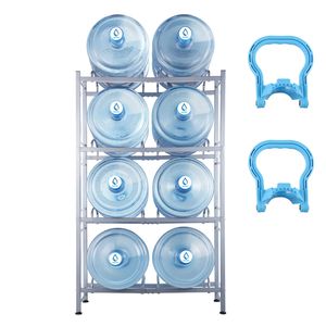 Portabottiglie d'acqua a 4 livelli per carichi pesanti, porta borracce da 5 galloni con doppia fila per 8 bottiglie, capacità 80 oz, scaffale multiuso - Product Image 1