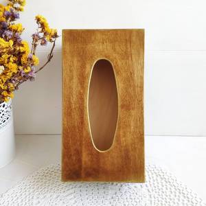 Caja de pañuelos de madera con diseño floral, Almacenamiento de pañuelos, Portapañuelos rectangular hecho a mano, Caja decorativa con recortes para servilletas - Product Image 2