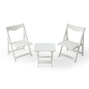 White HIPS <b>Foldable</b> Garden Set <b>Small</b> <b>Table</b> and 2 Chairs Rectangular <b>Table</b> and Chair Set - Product Image 1