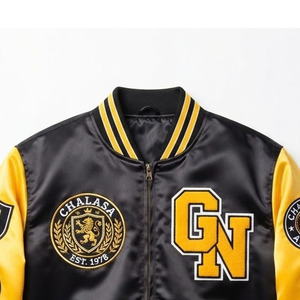 Chaqueta de Satén para Hombre a la Moda con Parche de Equipo Bordado Personalizado, Estilo Universitario Transpirable, Chaqueta de Satén Personalizada para Hombre - Product Image 4