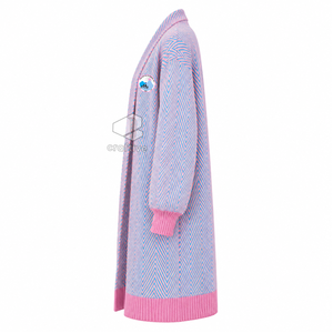 Jack And Jill Of America Sorority Women's Longline Herringbone Knit Duster <b>Cardigan</b> Open Front Embroidered Ribbed Cuff Sweater - Product Image 3