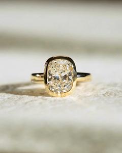 Bezel Setting Elongated Cushion Cut Moissanite <b>Diamond</b> Solitaire Engagement Wedding Ring for Womens 925 Sterling Silver <b>Jewelry</b> - Product Image 1