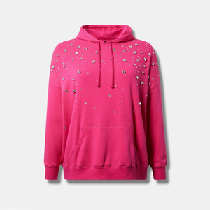 Rhinestone Work Custom Women Pullover <b>Long</b> <b>Sweatshirt</b> Cotton Fleece Women Sweater Pullover Oversize Hoodies Shirt For Women - Product Image 6
