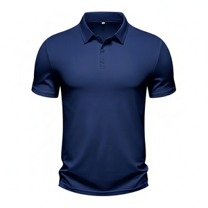 Chemise à manches courtes pour homme en nylon premium bleu uni respirant, décontractée, brodée, boutonnée, tricotée, séchage rapide, avec poche, 160g - Product Image 1