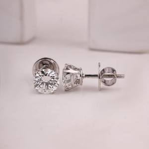 Pendientes de Diamante Solitario con Corte Moissanite VVS1 para Unisex, Plata de Ley 925 con Baño de Rodio, Regalo de Compromiso, Boda - Product Image 1