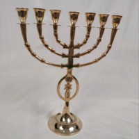 Candélabre en laiton fait main à 7 branches, Menorah pour mariages et Noël, Temple de Jérusalem, 12 Tribus d'Israël, antique