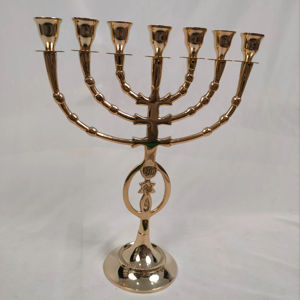 Candelabro Menorah Hecho a Mano de 7 Ramas, Templo de Jerusalén, 12 Tribus de Israel, Candelabro Antiguo para Hanukkah - Product Image 1