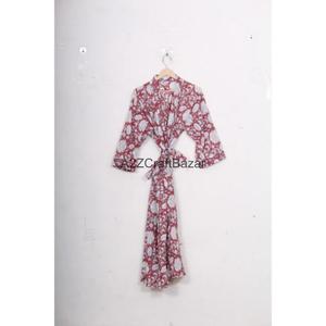 Suéter Tejido a Mano 100% Algodón con Estampado Floral Digital, Cuello en V, Cierre con Cordón, Manga Larga, Transpirable, para Mujer - Product Image 4