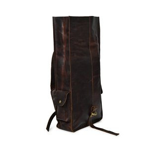Minimalist Leather <b>Roll</b> Top <b>Backpack</b> Slim Design Laptop Rucksack For Corporate Gifting And Wholesale LTBP-0258 - Product Image 3