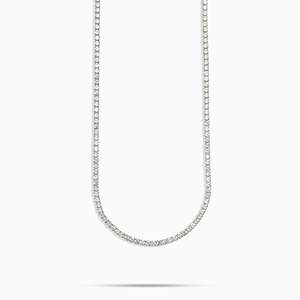 Luxury Round Diamond <b>Snake</b> <b>Chain</b> Necklace 925 <b>Silver</b> Rhodium Plated Channel Setting Everyday Wear Unisex - Product Image 1