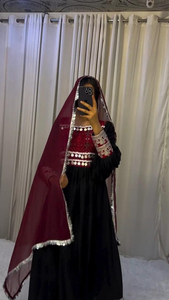 Ready Wear Solid Long Sleeves Full Heavy Afghan Dress Embroidery Antique Afghani Dress Women Punjabi <b>Wedding</b> Afghan Kuchi Dress - Product Image 6