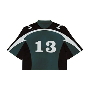 Maillot de football personnalisé pour homme, bleu, imprimé géométrique, numéro 8 Mueller, manches courtes, respirant, en polyester, vêtements de sport - Product Image 6
