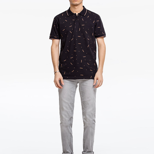 Polo en coton Oxford imprimé noir pour homme, manches courtes, décontracté, respirant, coupe classique - Product Image 5