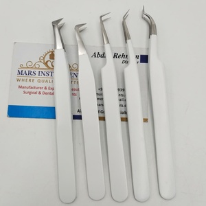 Pince à épiler pour extensions de cils, finition mate blanche, pince à cils solide de haute qualité - Product Image 4