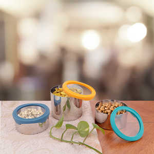 3ชิ้นกระป๋องสแตนเลสพร้อมฝาปิดแน่นและม้วนสำหรับเก็บอาหารและภาชนะ - Product Image 1