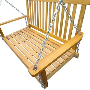 Dondolo a dondolo in legno con braccioli per esterni, patio, giardino, cortile, veranda o portico anteriore, con catene di sospensione - Product Image 5