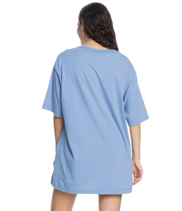 Damen Oversize-T-Shirt mit Rundhalsausschnitt, einfarbig, locker geschnitten, Kurzarm, mittellang, 100% Baumwolle, atmungsaktiver Jersey-Stoff, Frühling/Sommer - Product Image 2