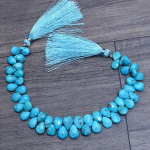 Perles de turquoise naturelle d'Arizona facettées en forme de poire, 6x8mm-7x10mm, pierres semi-précieuses pour la création de bijoux - Product Image 3
