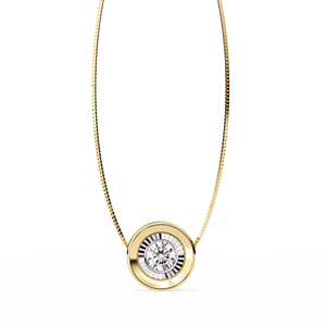 สร้อยคอทองคำกุหลาบ 14K ประดับเพชรเม็ดเดี่ยว 0.26 กะรัต เพชรเพาะเลี้ยงในห้องปฏิบัติการ พร้อมจี้แบบฝังขอบอย่างประณีต สายสร้อยแบบกล่อง ดีไซน์ทันสมัย เหมาะเป็นของขวัญแต่งงาน - Product Image 1