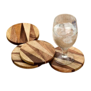 Juego de posavasos de madera ecológicos a rayas, de lujo, hechos a mano, cuadrados, de madera dura mixta, para decoración del hogar, restaurantes y hoteles. - Product Image 2