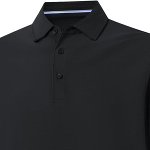 Polo pour homme noir à col boutonné, ourlet fendu, manches courtes, décontracté, professionnel, respirant, pour le golf - Product Image 2